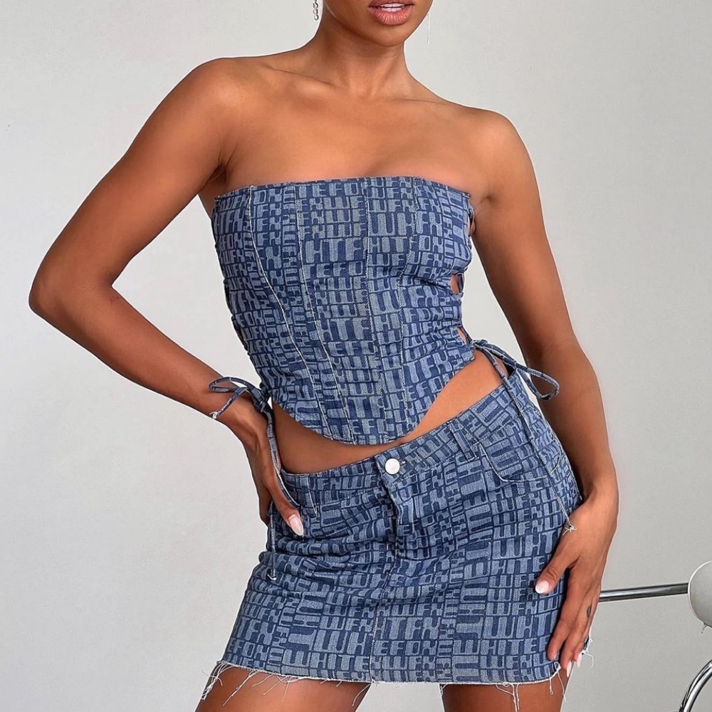 White fox boutique matching denim set
